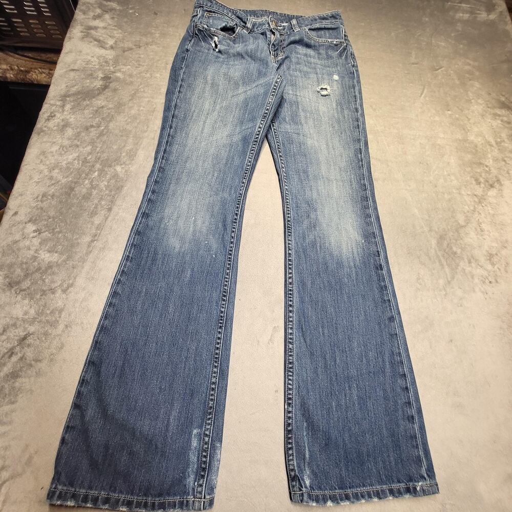 Banana Republic Jeans Womens 6 Blue Medium Wash Bootcut Denim Distressed Pockets